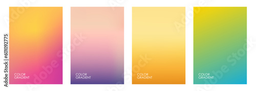 Summer theme color gradients. Summertime backgrounds for brochure covers, posters and flyers. Vector illustration.