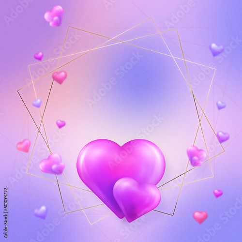Heart on a color background. Design card template	