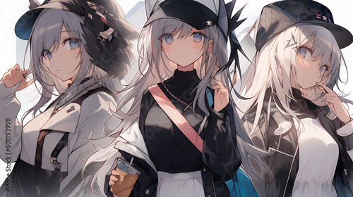 anime girl with grey eyes and hat, in the style of group material, witchcore, white, aurorapunk, matte photo, rtx on, caninecore high quality improved generative ai photo