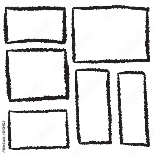 Drawn simple black squares and rectangles