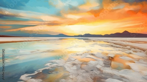 Abstract art of a salt lake