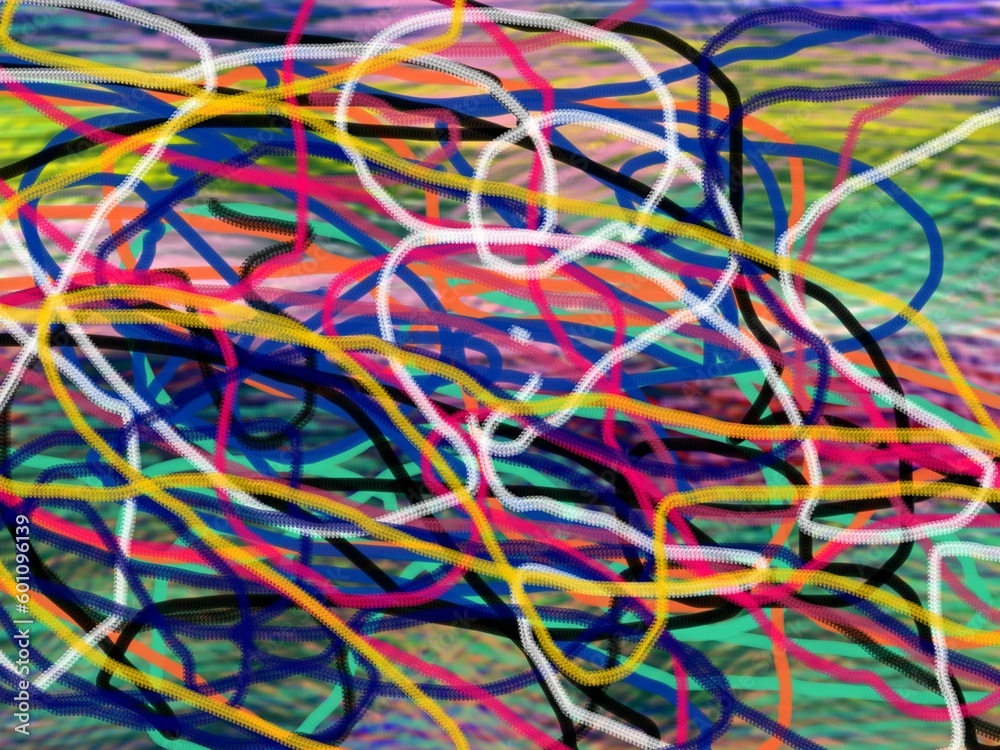 Multicolored paint, watercolor forms, swirls, lines, abstract background