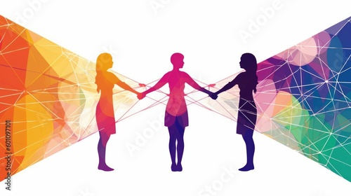 Vector illustration of women holding hands