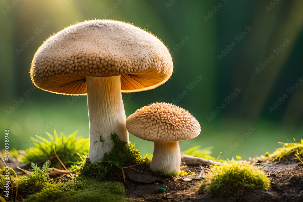 Fototapeta premium mushroom macro close up small mushrooms macro nature forest poisonous mushrooms mold