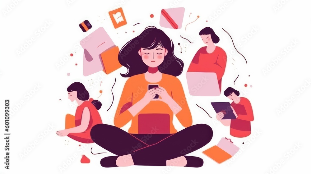 custom made wallpaper toronto digitalEmotional woman using gadgets and technologies