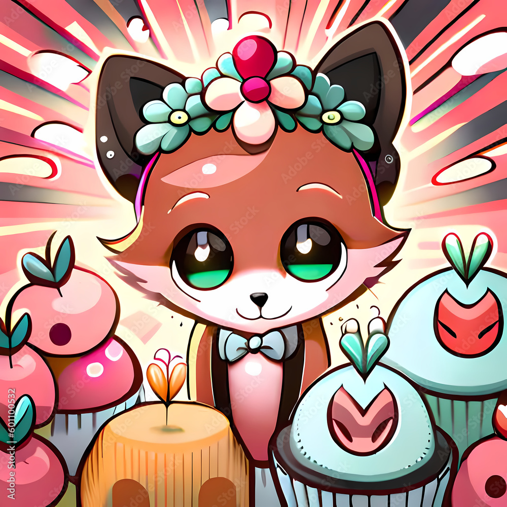 Fototapeta premium cute cartoon fox