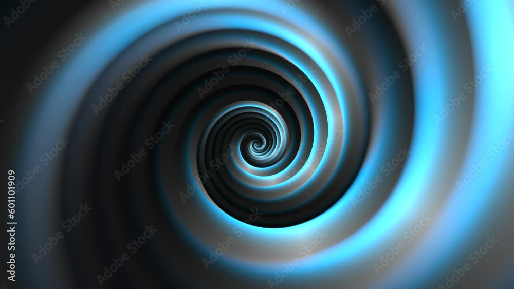 Minimal spiral in infinite rotation. Abstract background in blue and ...