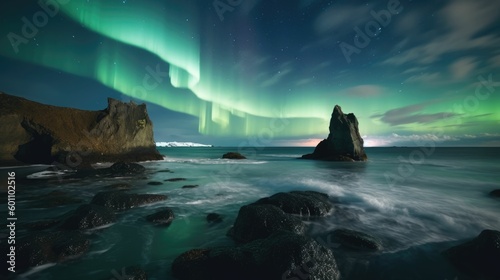 Picturesque view of starry sky with Northern lights © Oliver