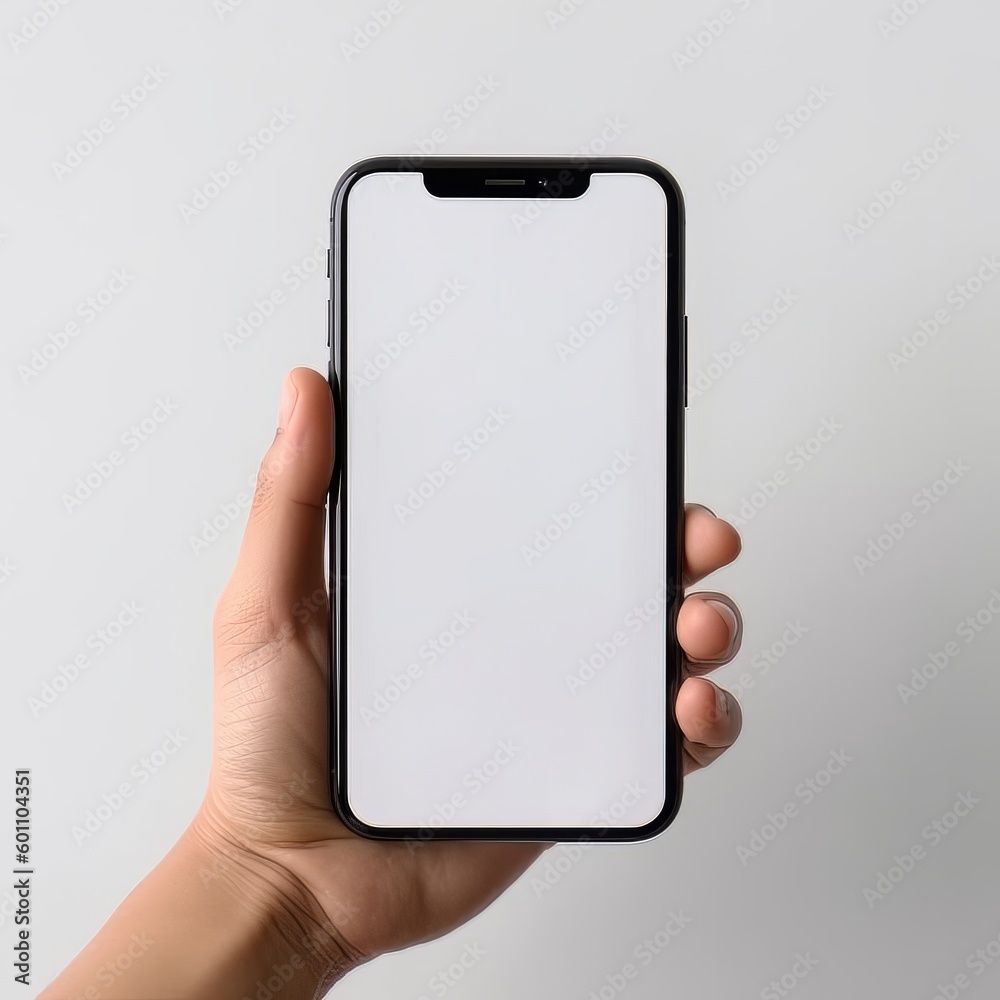 Foto de Phone mockup in hand - clipping path, Studio shot of smartphone ...
