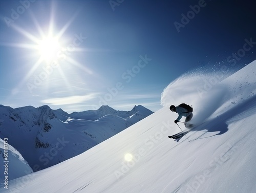Freeride Skiing on Snow Mountain -ai generated