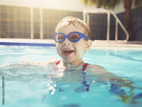 Happy Child in the Swimming Pool -ai generated