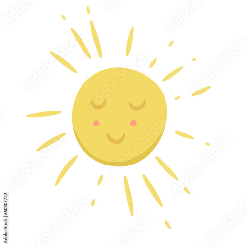 Sun. Yellow icon on white background. Vector illustration.
