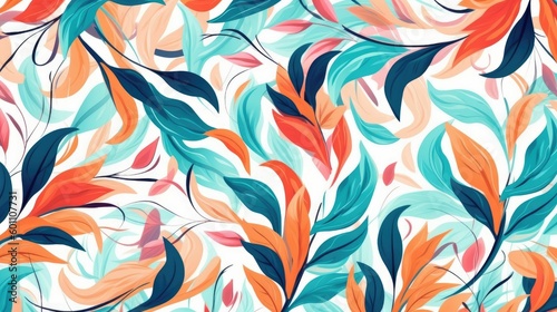 Vector seamless abstract floral pattern with colorful folia