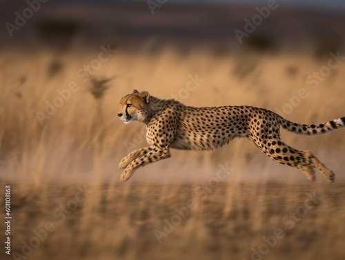 Cheetah in Full Sprint, AI Generated