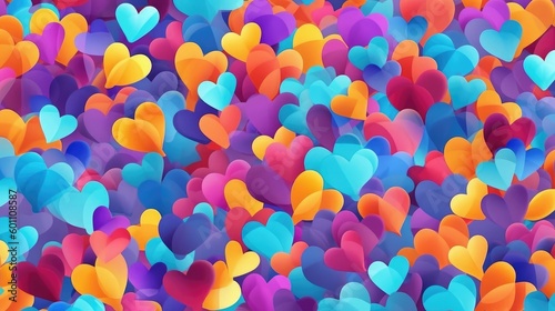Colorful hearts background generated by AI