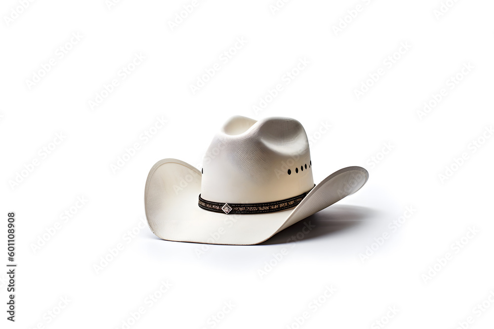 stylish cowboy hat on a white background. western culture. Generative AI stylish cowboy hat on a white background. western culture. Generative AI