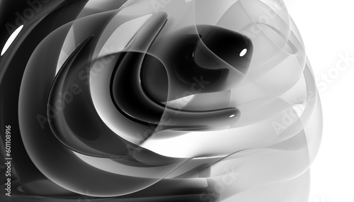 Fotografía 3d render monochrome abstract art with part of surreal liquid organic plastic ba