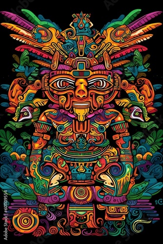 illustration, maya aztec colorful, ai generative