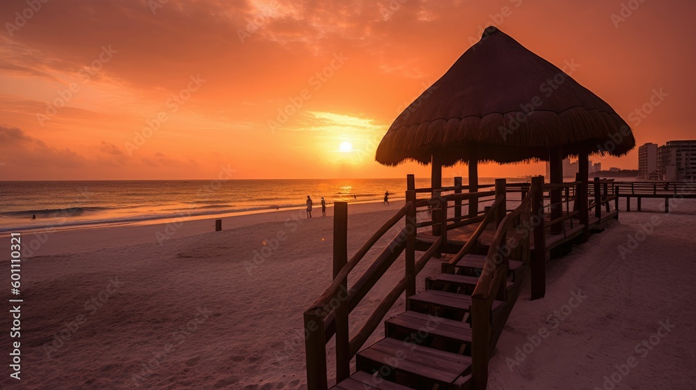 Sunrise over the beach in Cancun Sunrise over the beach in Cancun