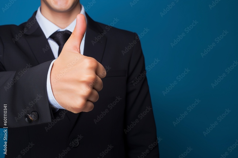 illustration, good sign of businessman with his victory, ai generative.