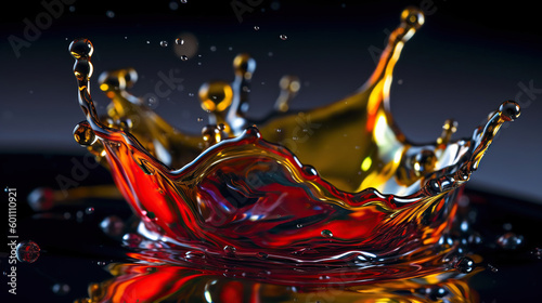 Macro photograph of a splash of liquid  Illustration  Background. Generative AI