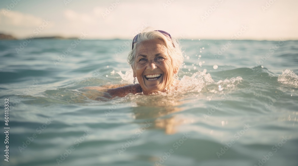 custom made wallpaper toronto digitalMature woman swimming in beach sea
