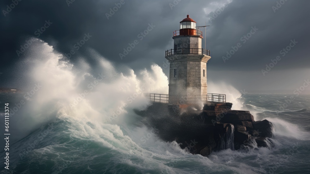 Porto lighthouse during an Atlantic storm
