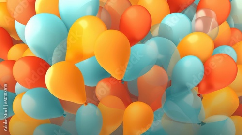 Colorful balloons of various shapes on light background