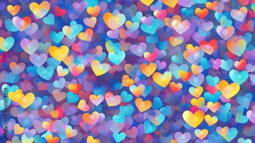 Colorful background of hearts generated by AI
