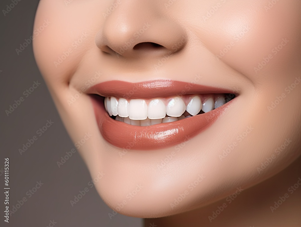 Close up Perfect white smile on a white background ,Generative AI
Close up Perfect white smile on a white background ,Generative AI