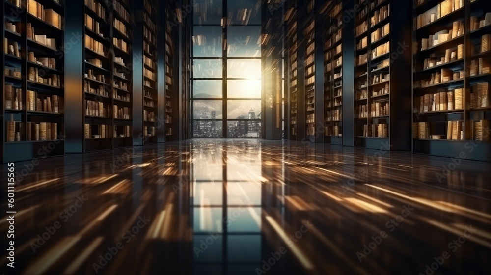 Blur background of modern dark reading room