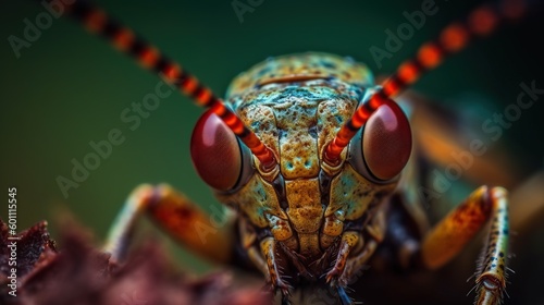 Vibrant Macro Shot of Grasshopper's Eye - Generative AI