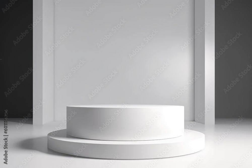 abstract minimal empty podium with bright colors to display products on a raised graphical area, 3D style generative ai Illustration abstract minimal empty podium with bright colors to display products on a raised graphical area, 3D style generative ai Illustration
