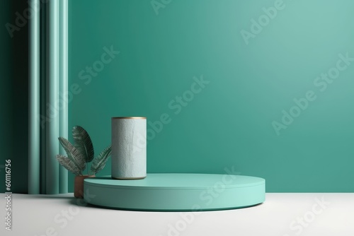 abstract minimal empty podium with bright colors to display products on a raised graphical area  3D style generative ai Illustration