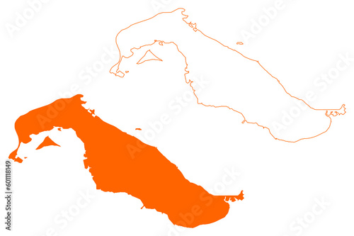 Goeree-Overflakkee island and municipality (Kingdom of the Netherlands, Holland, South Holland or Zuid-Holland province) map vector illustration, scribble sketch Goeree Overflakkee map
