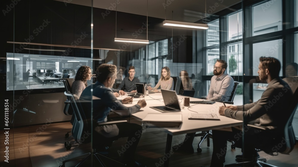 Architects video conferencing in office meeting Architects video conferencing in office meeting