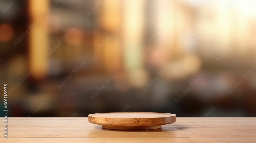 Empty coffee table over defocused coffee shop background Empty coffee table over defocused coffee shop background