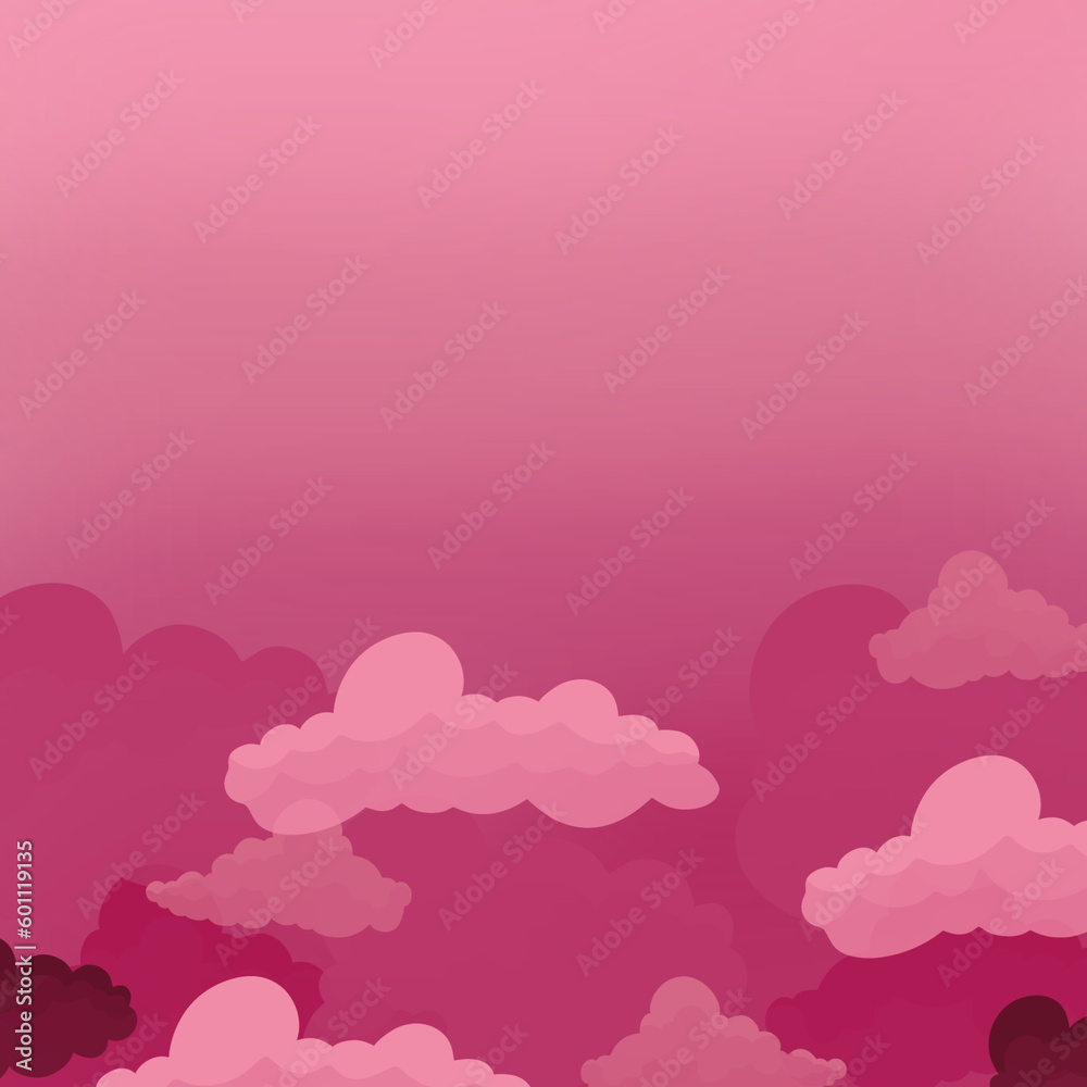 different pink colored clouds on pink ground, digital painting, background
