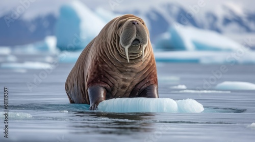 Walrus on ice in Spitsbergen