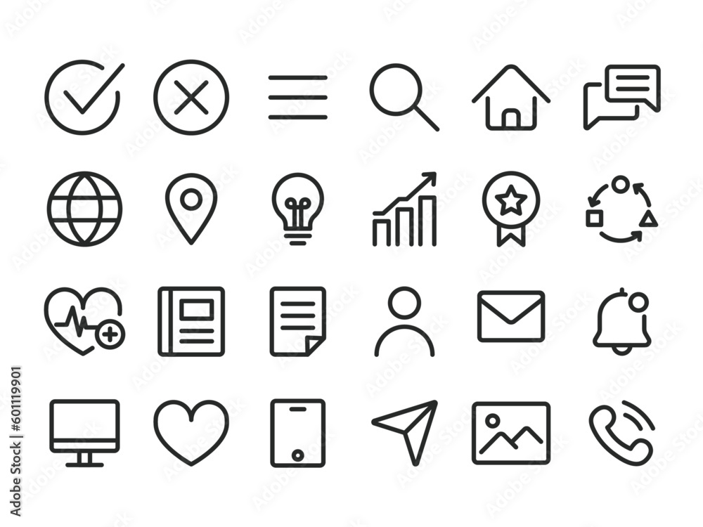 essential work set of linear icons ui interface user friendly for print and web essential work set of linear icons ui interface user friendly for print and web