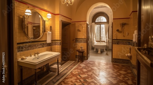 Bathroom at a historical hotel