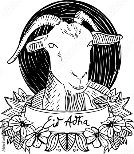 goat vector line art for eid adha