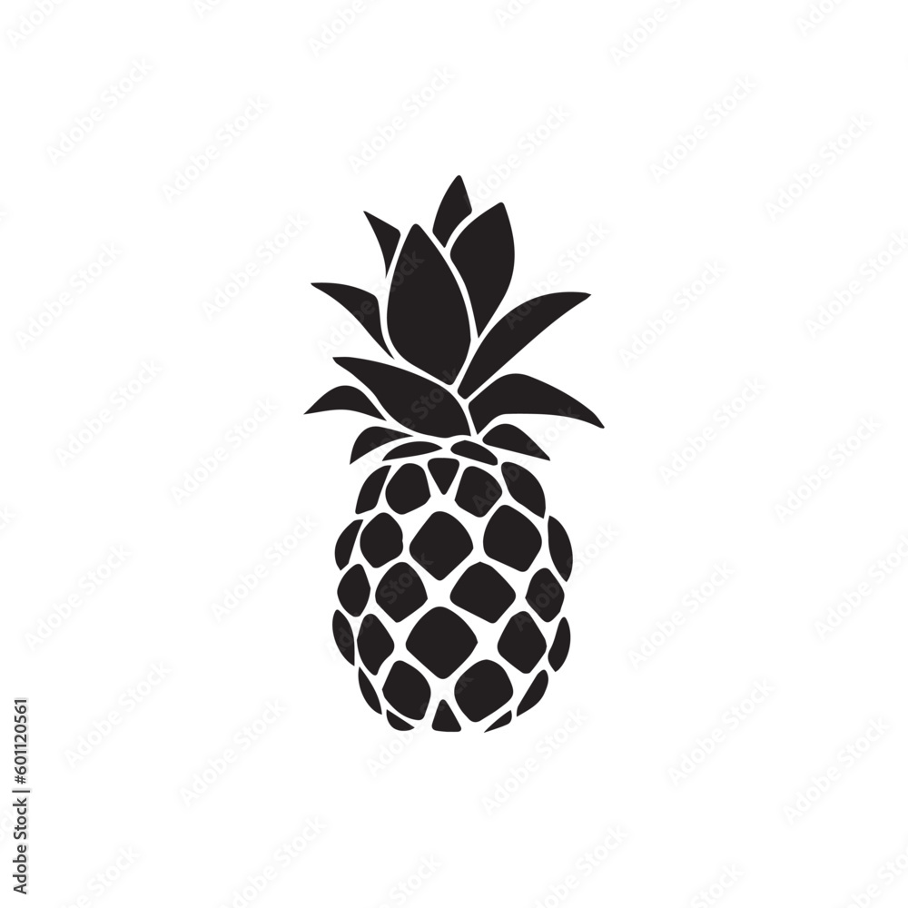 Pineapple with leaf icon. Tropical fruit isolated on white background ...