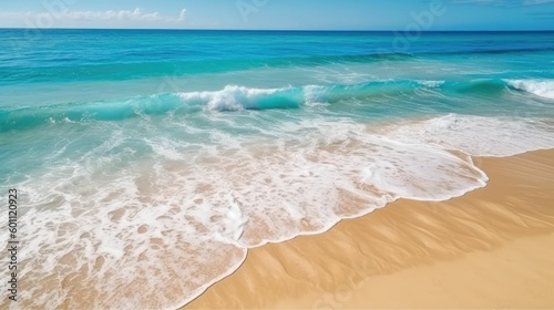 Sandy Seashore with Turquoise Green Sea Water