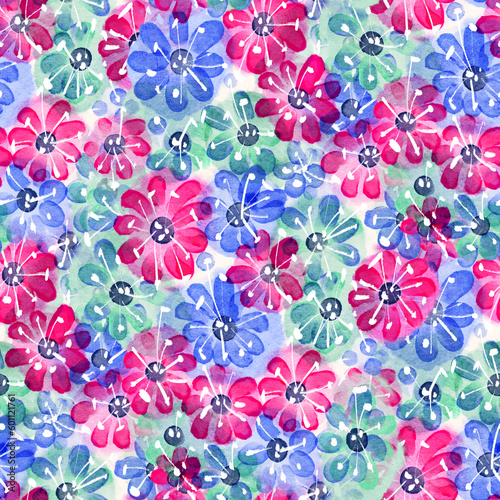 Fototapeta Naklejka Na Ścianę i Meble -  Seamless pattern with bright spring flowers