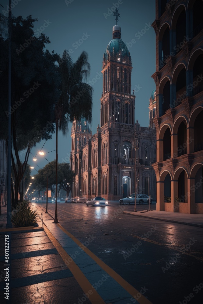 City in night Nuevo Leon, Poster