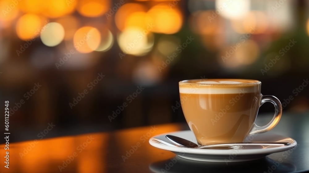 Blurred cafe background with coffee and bokeh Blurred cafe background with coffee and bokeh