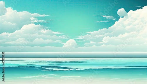 Horizon and sky beige and blue on a summer morning  clouds floating on the sea create a tranquil landscape  Abstract  Elegant and Modern AI-generated illustration