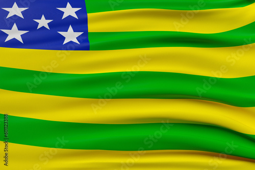 Flag of the Brazilian state of Goi  s on fabric realistic 3d render