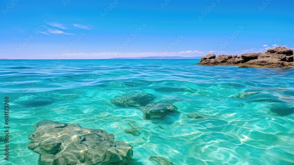 Clear water and blue sky at the beach